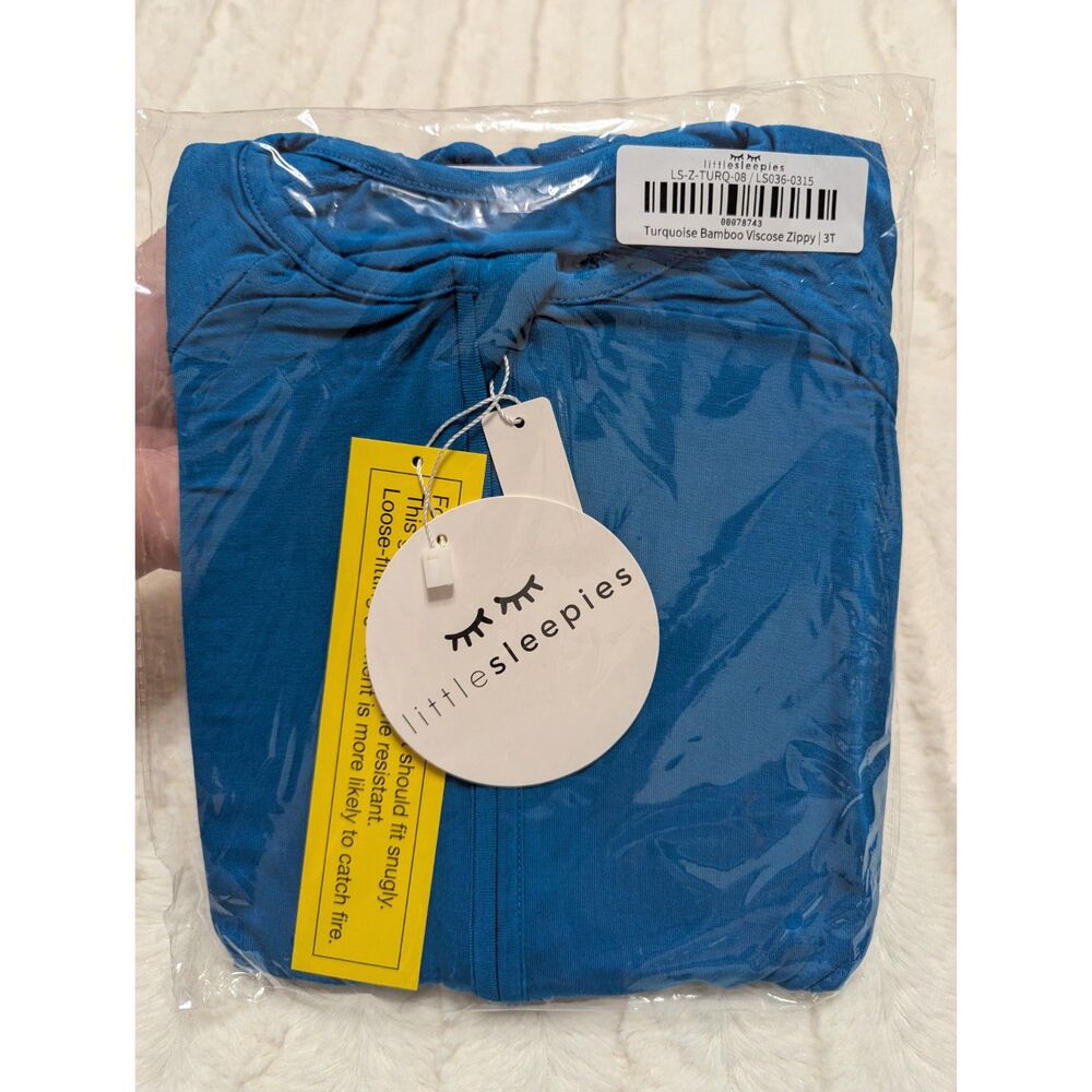 NIB Little Sleepies Turquoise Bamboo Zippy size 3T